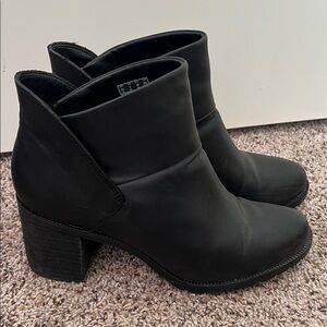 Clarks Black Leather Ankle Booties